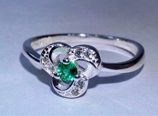 Anillo Plata 925 Esmeralda Tulipan