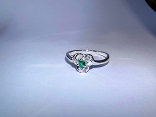 Anillo Plata 925 Esmeralda Tulipan