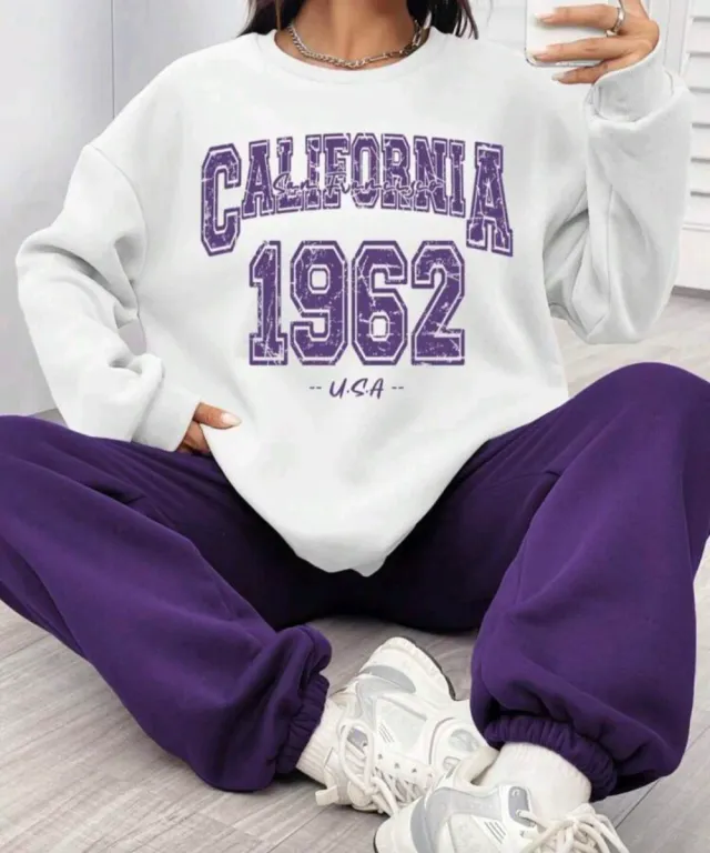 Conjunto chándal blanco y morado