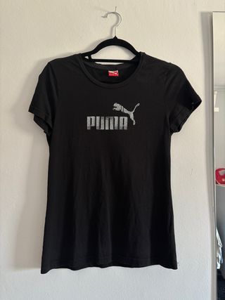 Camiseta Puma Negra con Logo Brillante