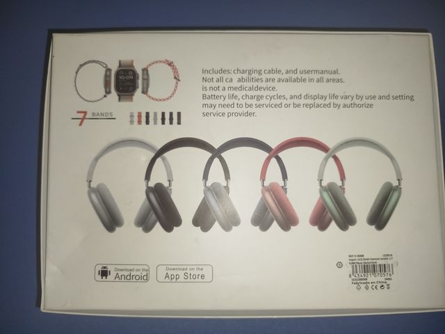 Cascos y Reloj Inteligente Negro/Plata