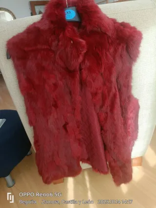 Chaleco de pelo conejo  burdeos talla M/l