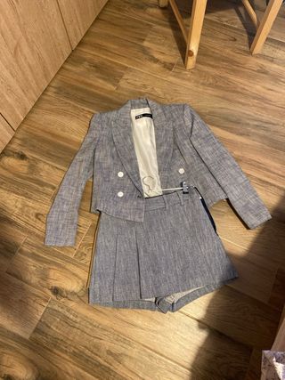 Conjunto Zara Blazer y Shorts Azul
