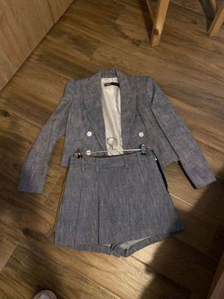 Conjunto Zara Blazer y Shorts Azul