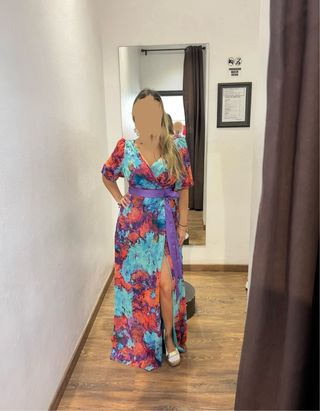 Vestido estampado multicolor talla M

