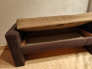 Puf sillón tela beige y marrón