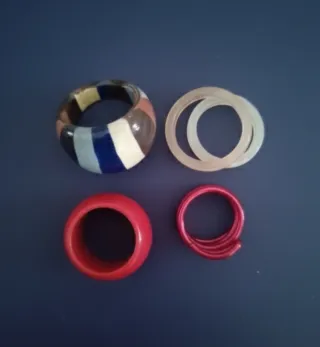 Lote anillos resina, esmalte y madera