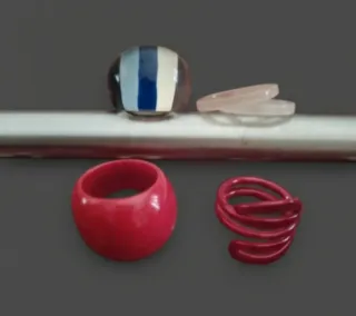Lote anillos resina, esmalte y madera