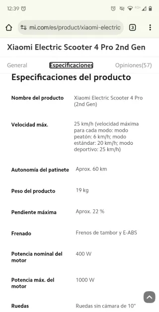 Patinete Xiaomi Scooter 4 Pro (2ª Gen)
