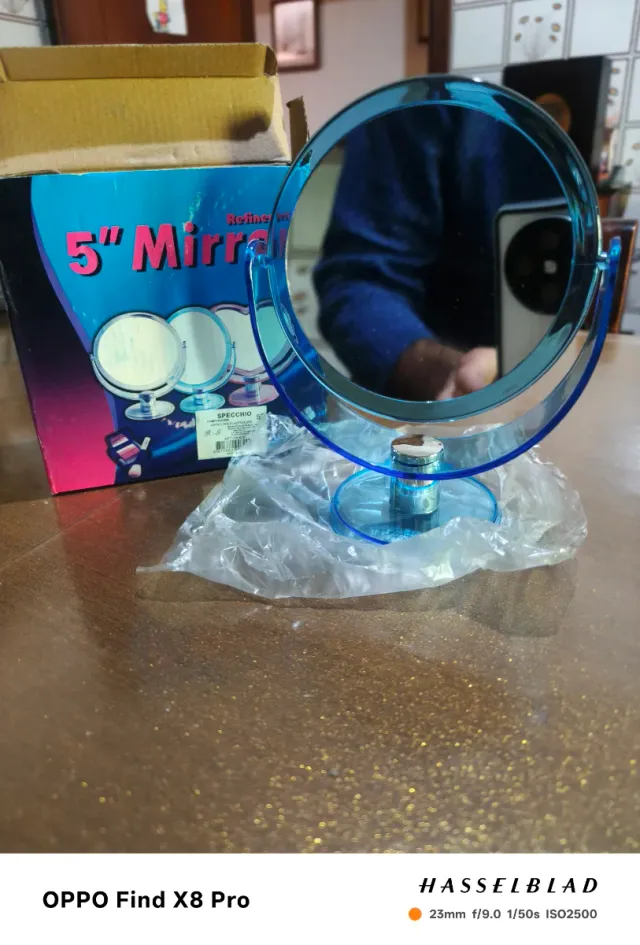 Specchietto Makeup Rotante 5 Blu