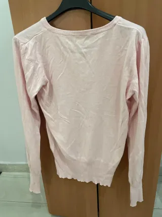 Maglia donna rosa scollo a V