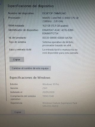 PC Sobremesa + Monitor 
