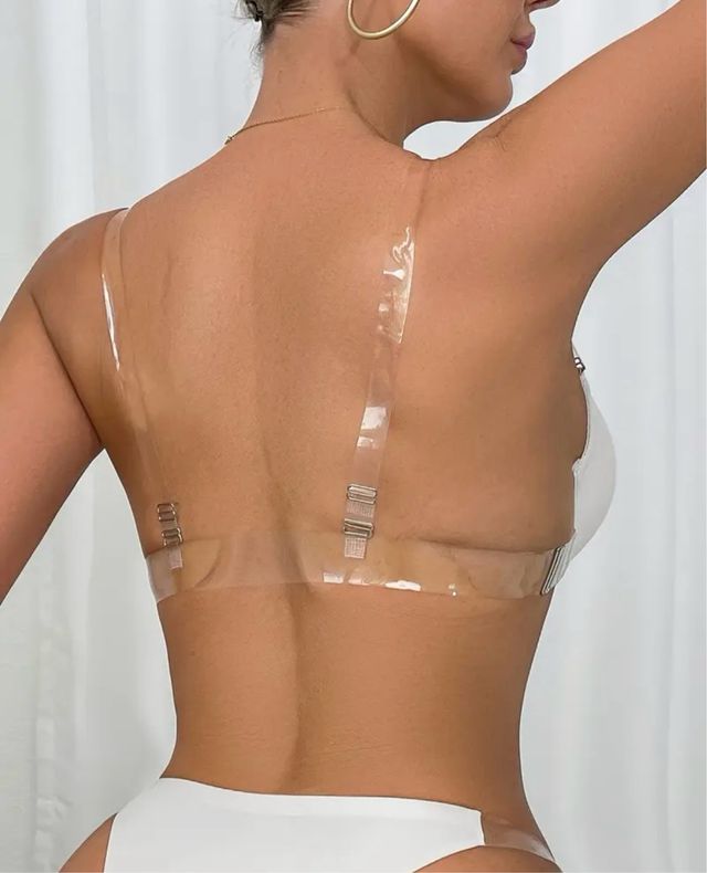 Sujetador blanco con tirantes transparentes