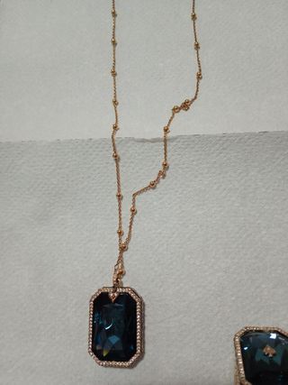 Conjunto Collar y Anillo Azul Dorado