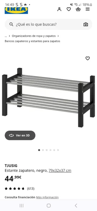 Zapatero TJUSIG IKEA negro.
SOLO ESTA SEMANA.