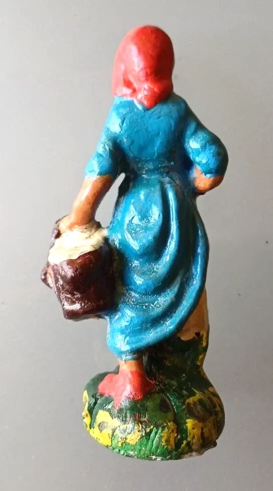 Statuine Presepe 2 ragazze in gesso vintage