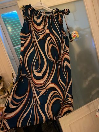 Vestito fantasia scollo arricciato taglia unica