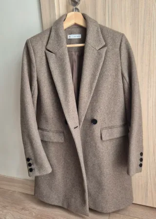 Abrigo paño Mango beige Talla S