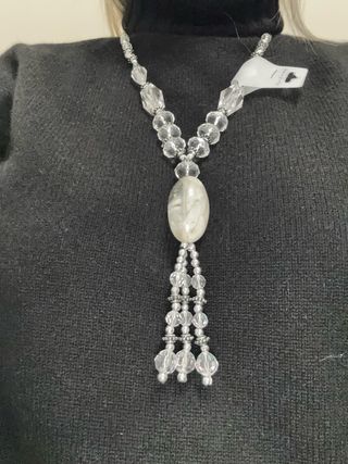 Collana Faschion Jewelry Argento e Bianco cm 45