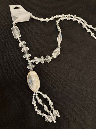 Collana Faschion Jewelry Argento e Bianco cm 45