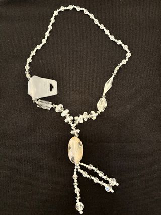 Collana Faschion Jewelry Argento e Bianco cm 45