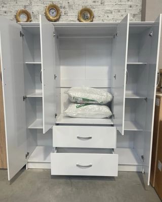 Armario 160cm Blanco con Espejo