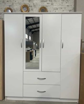 Armario 160cm Blanco con Espejo
