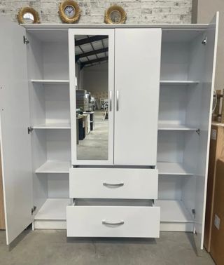Armario 160cm Blanco con Espejo