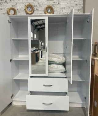 Armario 160cm Blanco con Espejo
