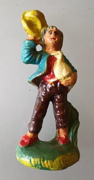 Statuine Presepe 2 Pastori in gesso vintage 10 cm