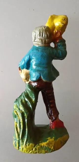 Statuine Presepe 2 Pastori in gesso vintage 10 cm