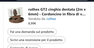 Ruthex GT2 Cinghia 2m + ugelli v6 prusa chiron