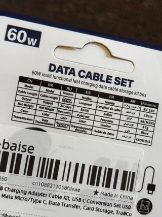 Kit Cavi Dati Multifunzione 60W