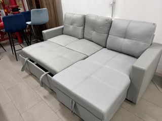 Sofá Chaise Longue Gris 215cm