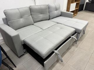 Sofá Chaise Longue Gris 215cm