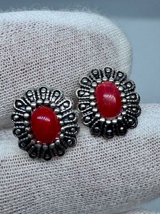 Pendientes Plata 925 con Coral Natural mini