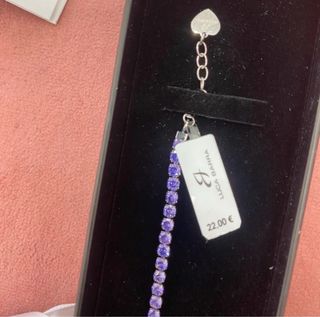 Bracciale tennis pietre lilla acciaio inox