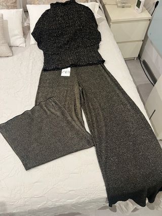 Conjunto Zara fiesta negro y dorado