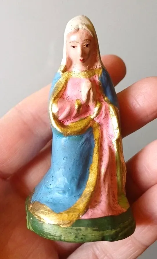 Statuine Presepe Giuseppe e Maria in gesso vintage