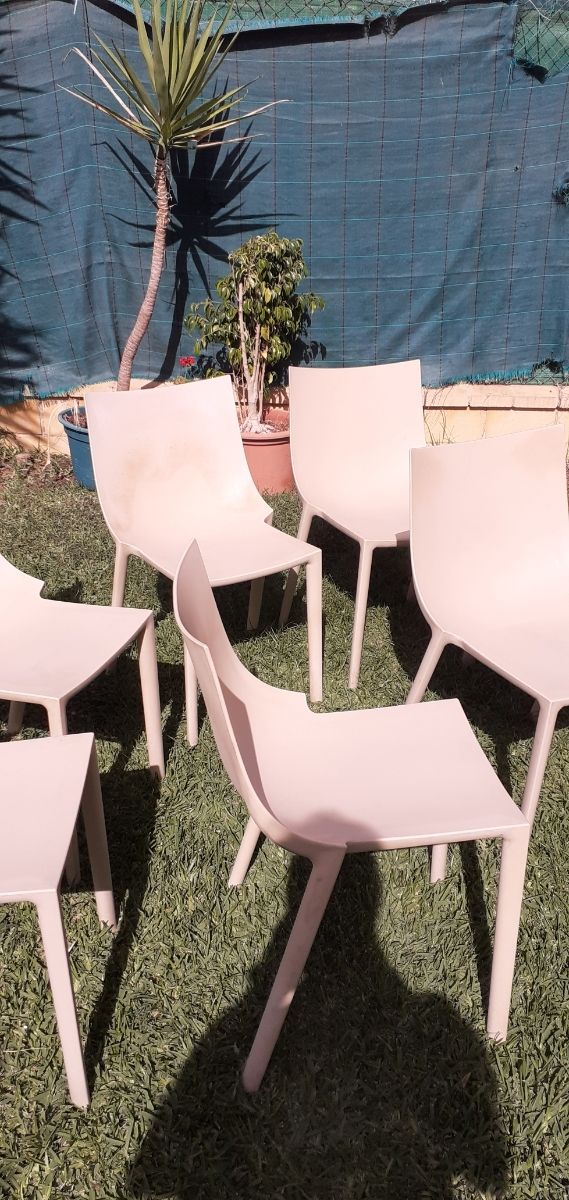 Sillas de jardín beige (pack de 6)