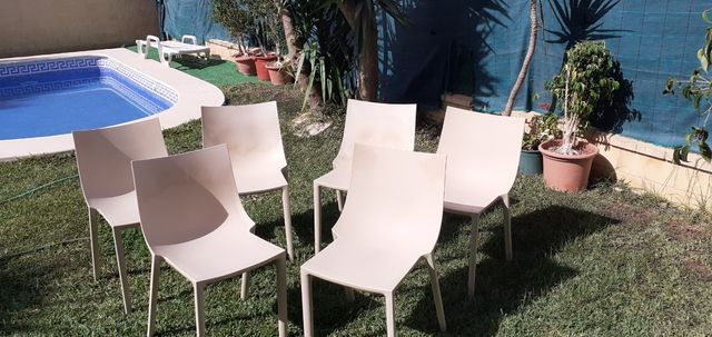 Sillas de jardín beige (pack de 6)
