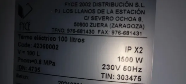 Termo eléctrico FICE 100L