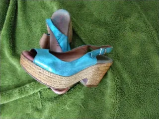 Zapatos Raquel.Perez Talla 36 Azul/Beige