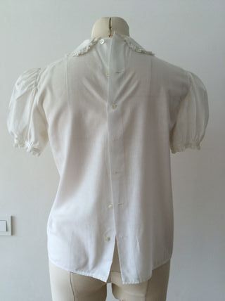 Blusa vintage algodón blanco años 40-50