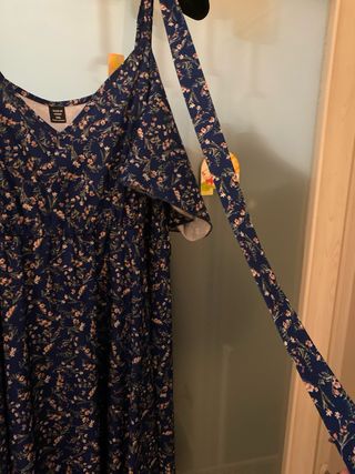Vestito lungo floreale blu e rosa