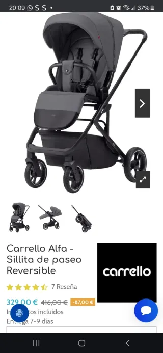 Silla de paseo gris para bebé