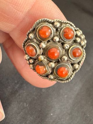 Anillo Plata Étnico Tíbet Coral