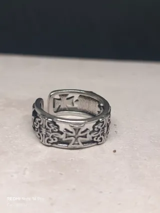 Anillo símbolos Templarios acero 318