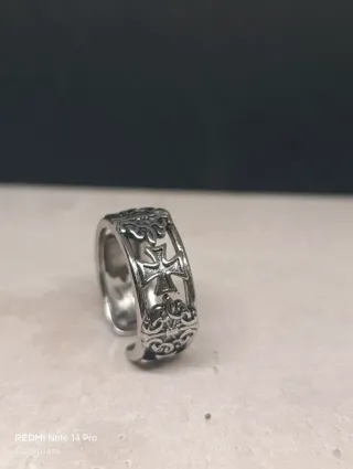 Anillo símbolos Templarios acero 318