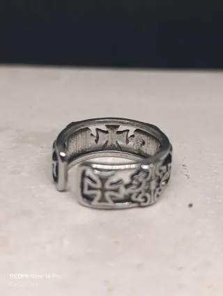 Anillo símbolos Templarios acero 318